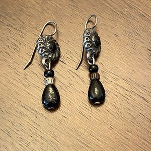 Antique silver and black earrings